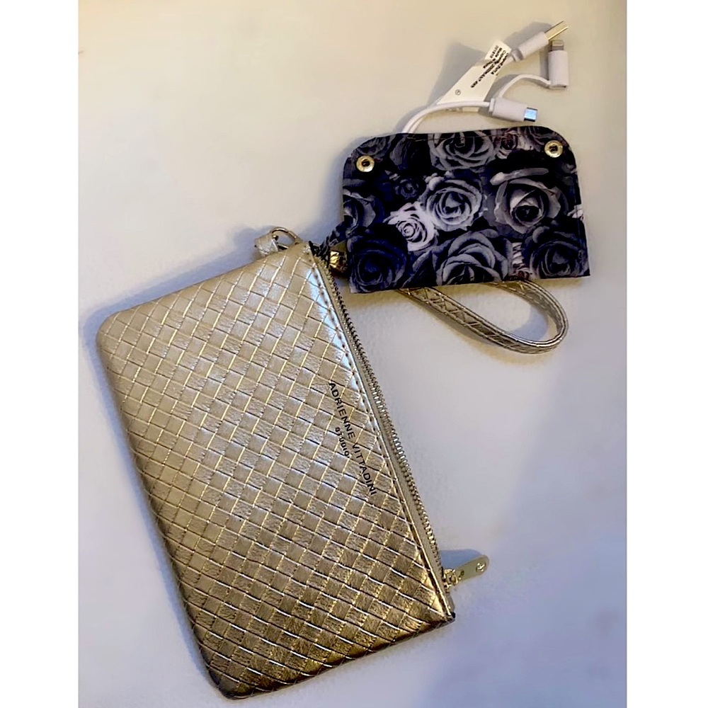 Metallic Adrienne Vittadini Clutch With Built-in Phone Charger